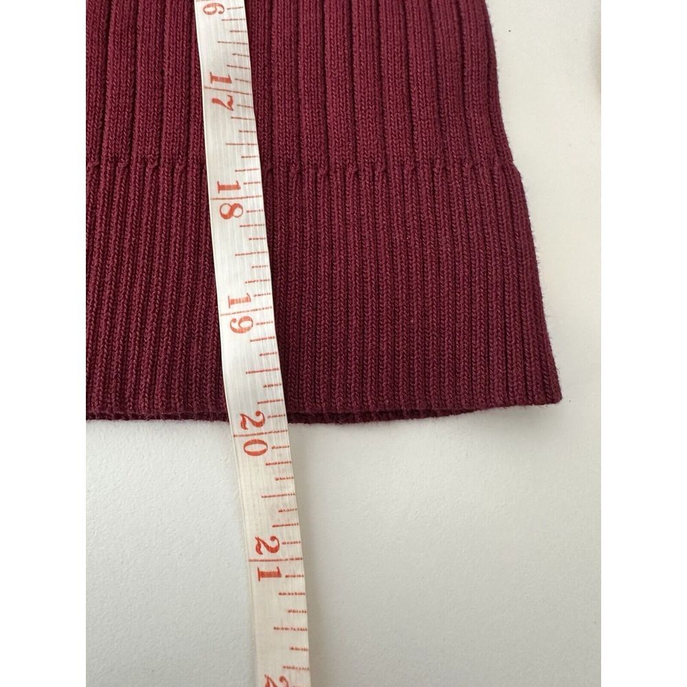 Skies are Blue Anthropologie Top Womens Medium Burgundy Long Sleeve‎ Stretch - Picture 7 of 8